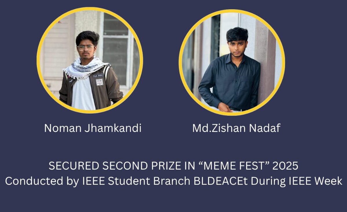 Bldeacet Ise Achievements Intercollege Meme Fest Second Prize