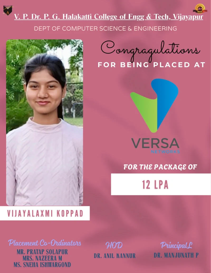 Bldeacet Placement Versa Networks Vijaylaxmi Koppad